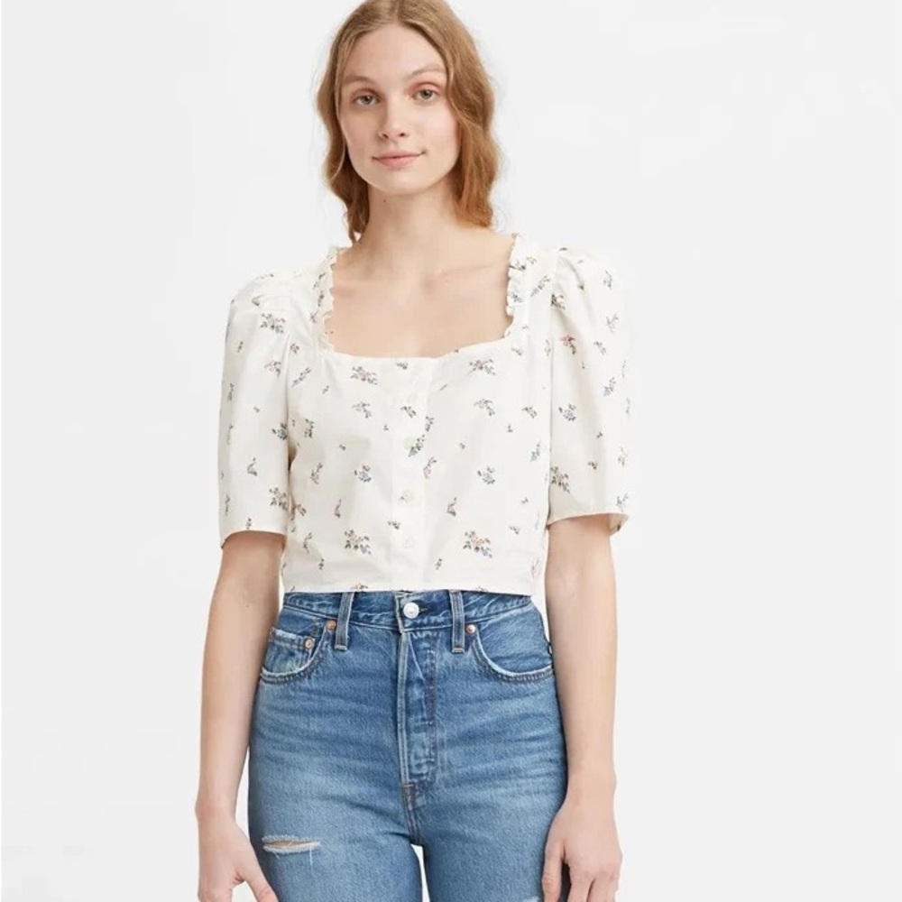 Levi floral puff sleeve shirt